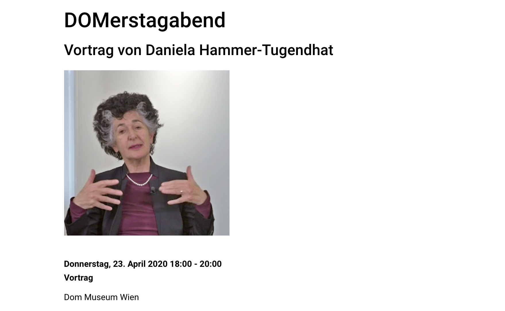 DO Merstagabend Vortrag von Daniela Hammer Tugendhat